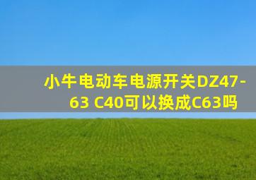 小牛电动车电源开关DZ47-63 C40可以换成C63吗